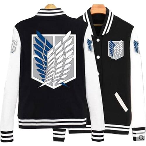 Cosplay Attack on Titan Unisex Jackets Casual Coat Hoodie Baseball Uniform Gold Print Tops costume
