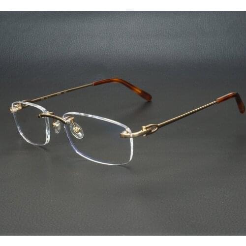Metal Square Clear Glasses Frames for Men Women Rimless Glasses Carter Optical Frame Spectacles Eyeglasses for Computer 9011
