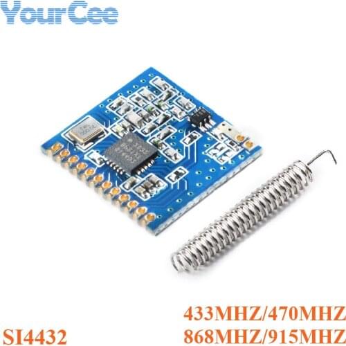 Mini SI4432 Remote Wifi Wireless Transceiver Communication Module 433/470/868/915MHz with Spring Antenna Long Distance 1000m
