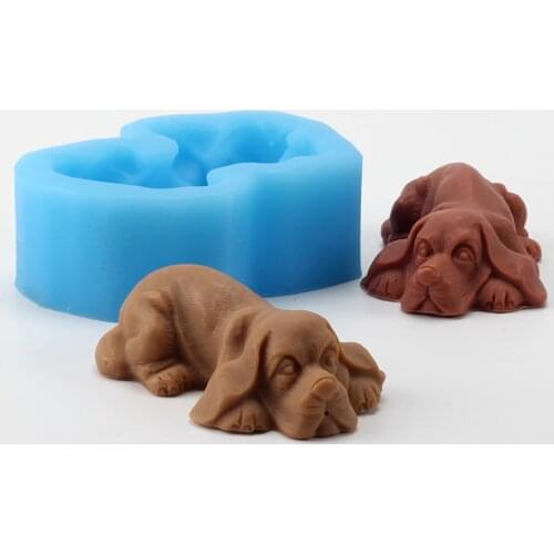Golden Silicone Soap Mold Handmade 3D Dog Mould Craft Resin Decorating Tool