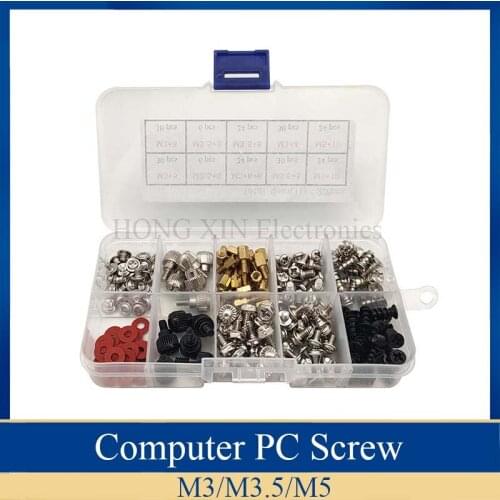 228pcs Computer PC Screw Assortment Kit DIY Repair Computer PC Screws Set with Plastic Case for Motherboard Case Fan Hard Disk