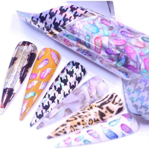 LCJ Nail Foils Stickers For Manicure Decorations Flowers Leaf Designs Decals Wraps Sliders Nail Art Transfer Foils