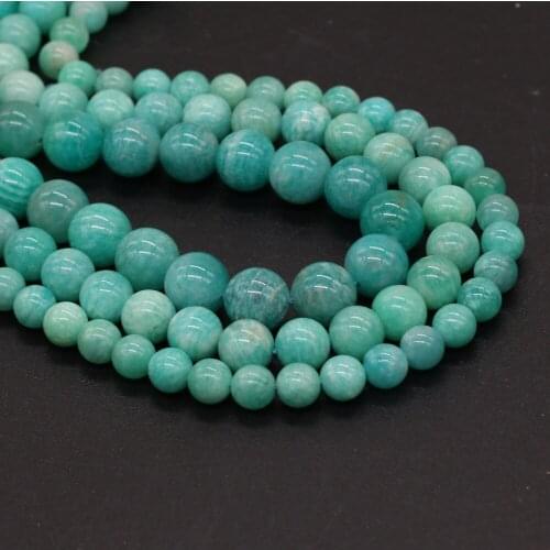 Natural Amazonites Beaded Round Shape Loose Beads 8 10 12MM Size Pick for Jewelry Necklace Bracelet Accessories Making