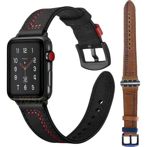 New Watch Band For Apple Watch leather Strap Series 6 SE 5 4 3 2 1 Wrist Watch Bands 44mm 38mm 42mm 40mm Replacement Accessories