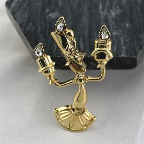 New style beauty and the beast~candlestick lumia golden brooch corsage female