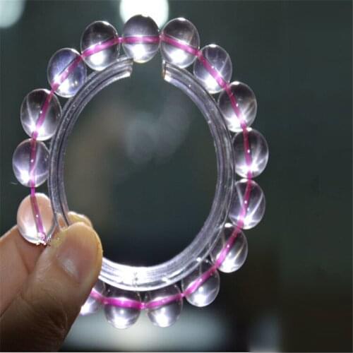 Wholesale Genuine Natural Star Light Pink Quartz Crystal Bracelet Femme Women Love Charm Stretch Round Beads Bracelet