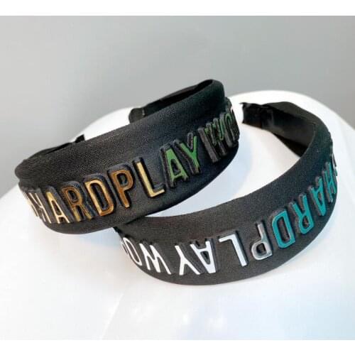 New golden letter wide hairband trend wide-sided waterproof women hair accessories
