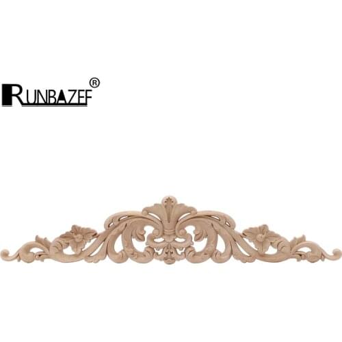 RUNBAZEF Vintage Wood Carvings Decals Long Corner Frames Doors Decorative Walls Decorations Wooden Statues Figurines Miniatures