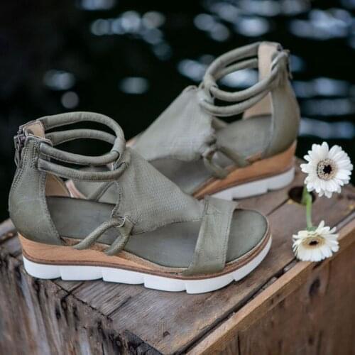 Female Rome Sandals Casual Womens Sandals Wedges Platform Solid Color Shoes Zippers Cut Out Beach Female Open Toe Summer Sandal
