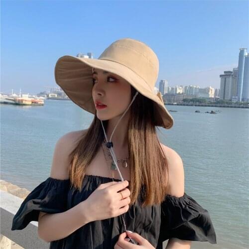 2021 Sun Hat Summer Foldable Bucket Hat for women Outdoor Sunscreen Cotton Fishing Hunting Cap Anti-UV wide brim bucket Sun hat