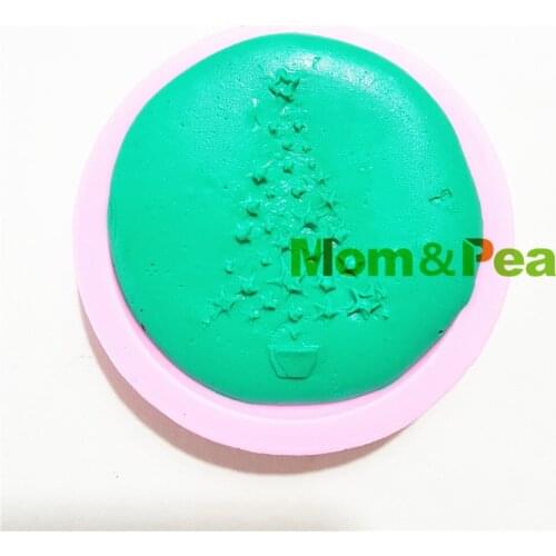 Mom&Pea 1268 Free Shipping Christmas Tree Silicone Mold Cake Decoration Fondant Cake 3D Mold Food Grade