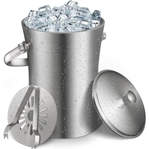 HOT-Ice Bucket, Double Wall Ice Bucket Ice Bucket Set Keeps Ice Cold & Dry Great for Bar, Party, Chilling Beer,and Wine