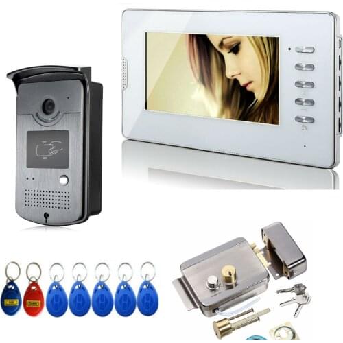 Video Intercom 7 Inch Wired Entry Door Phone System Waterproof Night Vision Outdoor Doorbell RIFD camera