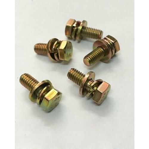 10pcs M8 outer hex screws hexagon with spring pad washer combinations screw 8.8 grade color zinc bolt GB9074.17 16mm-50mm long