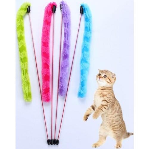 Funny Bright Color Plush Teasing Stick Wand Bell Interactive Toy for Pet Cat for Pet Products Cat Accessories equipment
