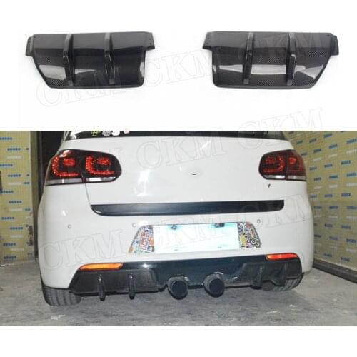 2 PCS Carbon Fiber Rear Lip Diffuser For Volkswagen VW Golf 6 VI MK6 R20 2010-2013 Back Bumper Cover Trims Guard Car Styling