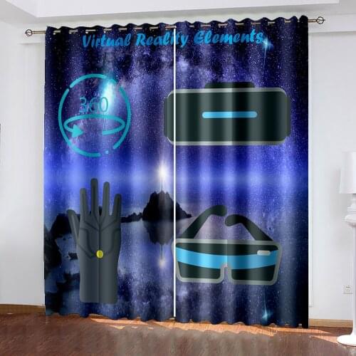Photo Blackout Window Drapes Luxury 3D Curtains blue stars curtains modern living room curtains