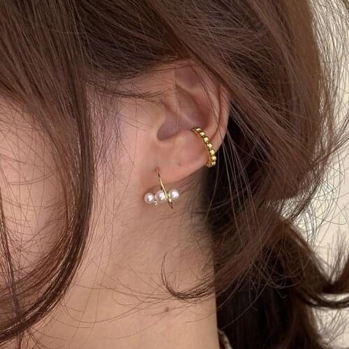 Small Pearl Beads Gold Earrings For Women Korean Stylish Combination Piercing Stud Earring Silver Color Girls Ear Jewelry