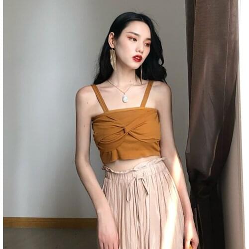 Women Short Camisole Summer Sleeveless Solid Color Slim Bottoming Tank Tops Female Fashion Vest