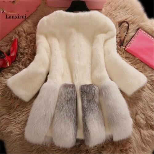 Women Winter Faux Fox Mink Fur Coat Woman Luxury Medium Long Fake Fur Coats Mujer Female Faux Fur Jackets