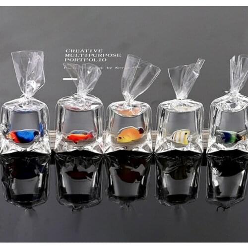 1PC Miniature Resin Goldfish Charms Small Fish In Water Bag Pendant DIY For KeyChain