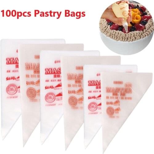 100 Pcs/bag Disposable Piping Bag Icing Nozzle Fondant Cake Decorating Pastry Tips Tools Small Large Size Cake Tools S/M/L