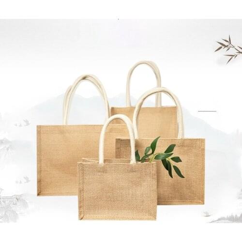100 Pcs Gift Packaging with 100% Jute Stacking Shopping DIY Eco-friendly Linen Tote Bag Custom Gift Box with Logo