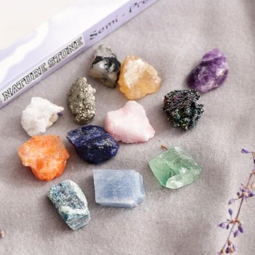 12pcs/set Rock And Mineral with Storage Case Educational Geology Lovers
