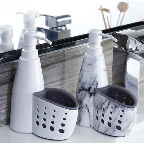 2 in 1 Household Plastic Hand Liquid Soap Dispenser For Kitchen Bathroom Storage Box Shower Dispenser Pump with Spong Holder