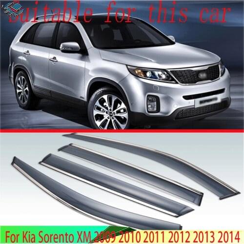 For Kia Sorento 2010 2011 2012 2013 2014 Plastic Exterior Visor Vent Shades Window Sun Rain Guard Deflector 4pcs