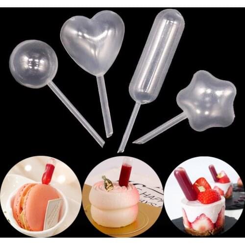 50pcs/pack 4ml Jelly Mousse Disposable Pipette Milkshake Macaron Straw Cupcake Ice Cream Injector Baking Tools Dropper