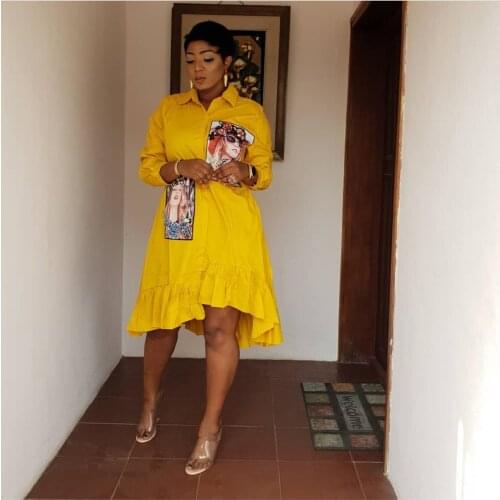 African cotton irregular pleated beaded shirt dress African dresses for women ROM80196