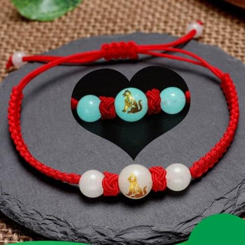 Hand Made Natural Luminous Stone Bead Bracelet Jade Bangle Charm Jewellery Fashion Accessories Carved Amulet Gifts for Women Men