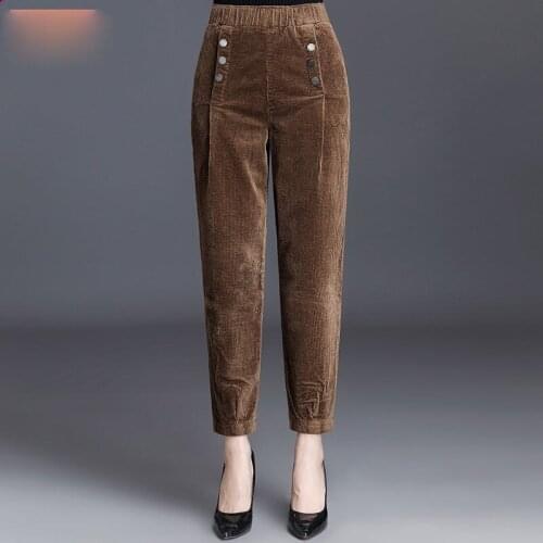 Streetwear Women Brown Corduroy Pants Oversized Plus Thick High Waist Casual Pants Harajuku Harem Pants Pantalon Mujer X413