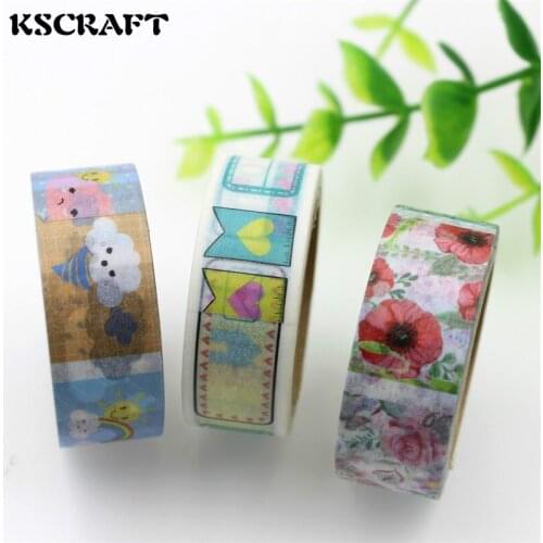 KSCRAFT 15mm*5m Adhesive Tape for Scrapbooking DIY Craft Sticky Deco Masking Japanese Paper Washi Tape cloud