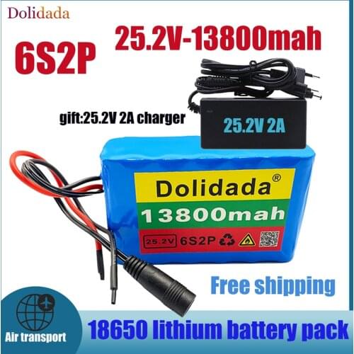 6s2p 25.2V 13800mAh 18650 lithium battery pack electric bicycle moped lithium-ion battery pack with BMS+gift:25.2V2Acharger