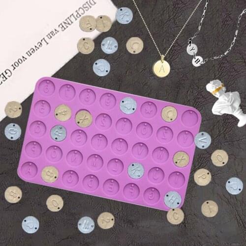 DIY Letter Number Round Discs Mold Alphabet Bead Bracelet Necklace Jewelry Making Initial Letter Round Pendant Resin Mould