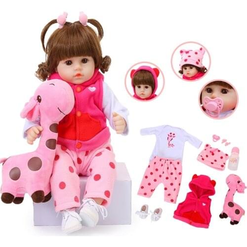 Newborn Toddler Babies 19 Inch Baby Reborn Doll 47cm Soft Silicone Dolls Stuffed Realistic Baby Doll With Giraffe For Xmas Gifts