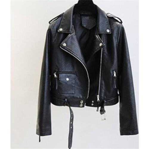 Hot 2021 New High Quality Pu Leather Jackets Short Motorcycle Jacket Elegant Temperament Was Thin Women Jacket Autumn Clothing