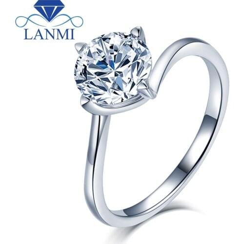 LANMI Classic 925 Sterling Silver Moissanite Ring Women D Color 0.5 Carat Natural Fine Moissanite Jewelry Party Gifts Wholesale