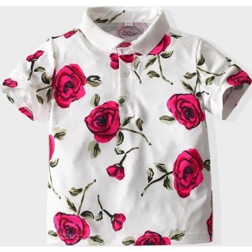 Summer Baby Boys Girls Polo Shirts Short Sleeve Flower Children Clothes Cotton Breathable Girl T shirts Kids Tops Outwear