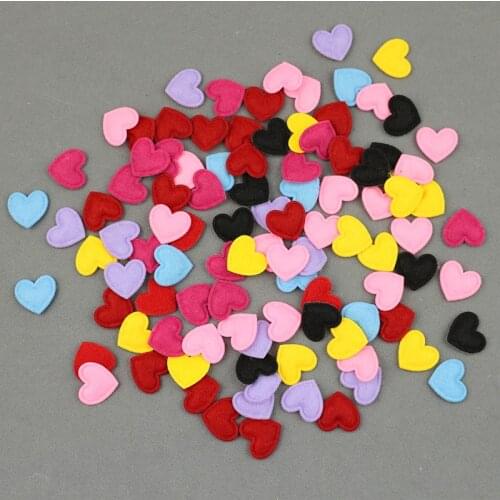 200Pcs Mini Love Heart Padded Patch Felt cloth Appliques DIY Craft Supplie Scrapbook Basteln Materials Hairpin Hair Accessories