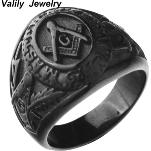 Black plated College Style Freemason Ring Masonic Rings for Men,Stainless Steel Wedding band Ring Jewelry,Christmas ring