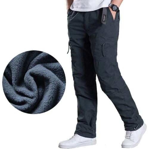 Mens Winter Double Layer Cargo Fleece Pants New 2017 Warm Baggy Pants Cotton Trousers For Men Male Military Camouflage Tactical