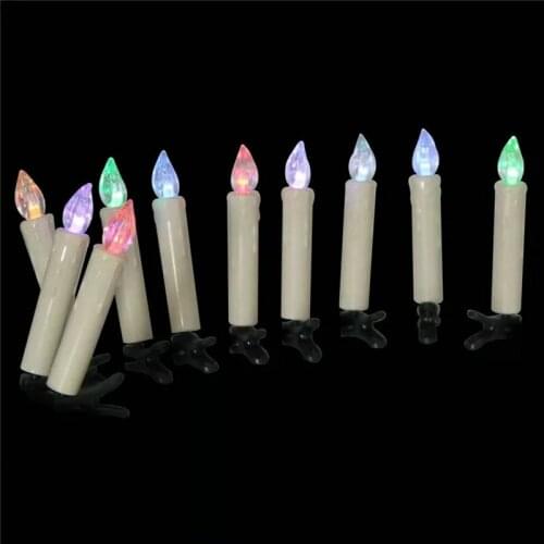 Set of 10 flickering Remote Controlled LED taper Candle teaLight w/12key controller &mount clip Wedding Christmas Xmas Tree deco