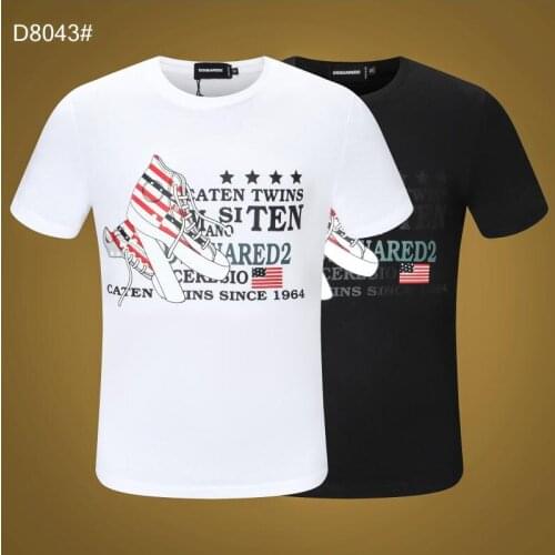Authentic Dsquared2 mens and womens hip-hop motorcycle round neck short-sleeved T-shirt printed casual T-shirt D8043