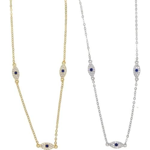 2018 sterling silver jewelry evil eye necklace lovely girl womrn eye charm choker pendant chain necklaces 35+10cm length