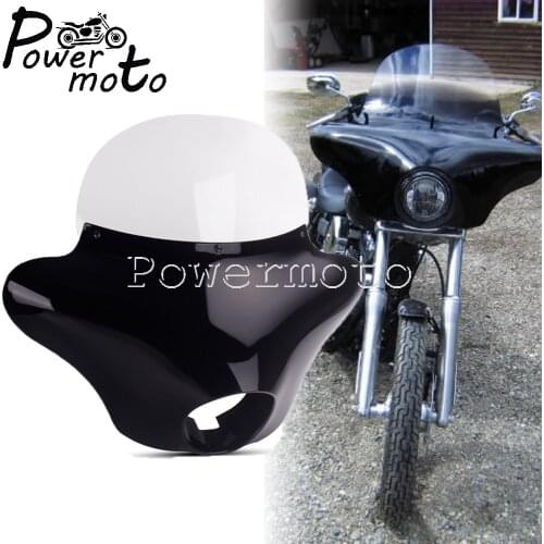 Front Outer Batwing Fairing Windshield Headlight Fairing Visor Cowl Mask for Harley Sportster Dyna Low Rider Street 750 Fat Bob