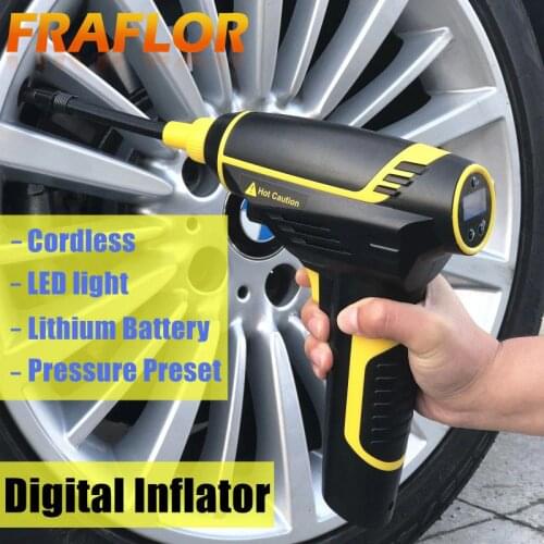 Rechargeable Car Air Pump Portable Handheld Car Tyre Inflator Pump Electric Inflating Pump Digital Wireless Smart Air Compressor