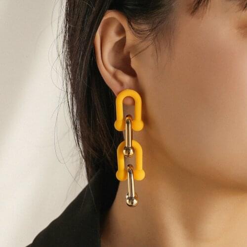 POXAM New Korean Statement Earrings for women Black Cute Arcylic Geometric Dangle Drop Gold Earings Brincos 2020 Fashion Jewelry